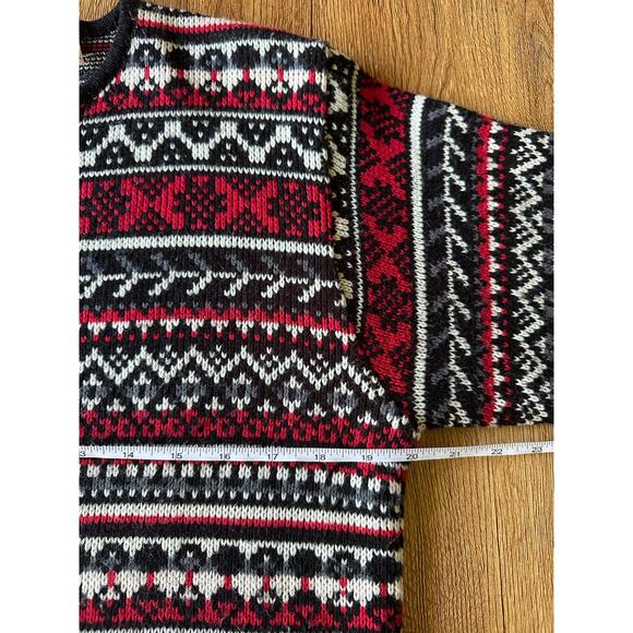 Hasting & Smith Vtg Red & White Patterned Chunky Cardigan Sweater Size S - Picture 4 of 7